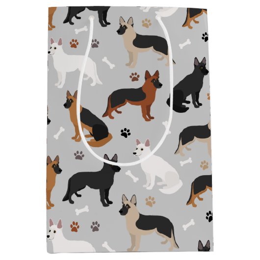 ドイツの羊飼いの骨と前足 ミディアムペーパーバッグ (正面)