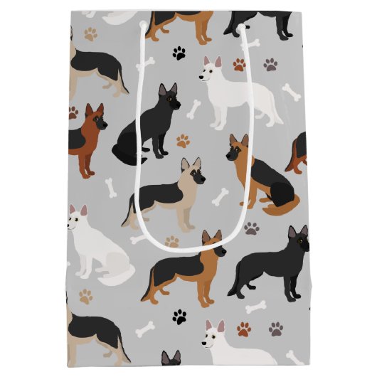 ドイツの羊飼いの骨と前足 ミディアムペーパーバッグ (裏面)