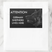 ドイツの羊飼いはここ警告に住んでいる 長方形シール (バッグ)
