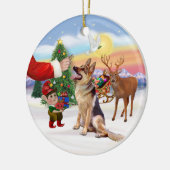 ドイツの羊飼いを治療する セラミックオーナメント (左)