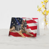 ドイツの羊飼いアメリカ国旗のカード カード (黄色い花)