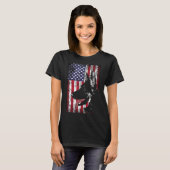 ドイツの羊飼いアメリカ国旗のドッグメンズ Tシャツ (正面フル)