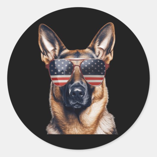 ドイツの羊飼いアメリカ国旗の独立性の日4日 ラウンドシール (正面)