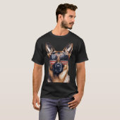 ドイツの羊飼いアメリカ国旗の独立性の日4日 Tシャツ (正面フル)
