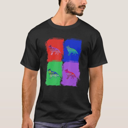 ドイツの羊飼いアートポップ・アートの Tシャツ (正面)