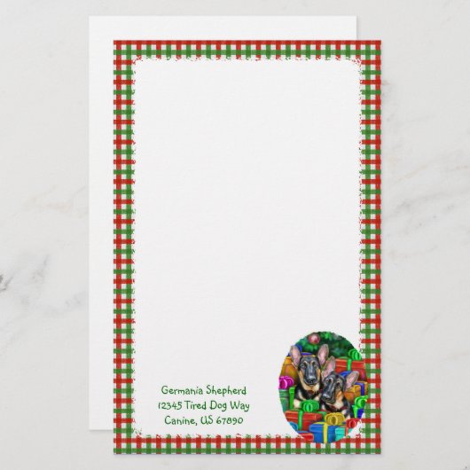 ドイツの羊飼いオープンギフトクリスマス 便箋 (正面/裏面)