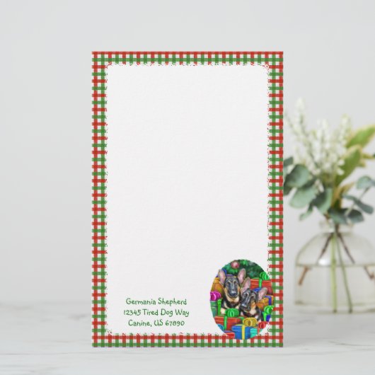 ドイツの羊飼いオープンギフトクリスマス 便箋 (スタンド正面)