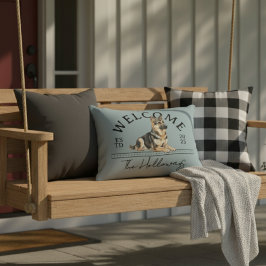 ドイツの羊飼いカスタム家族の名前ようこそ アクセントクッション