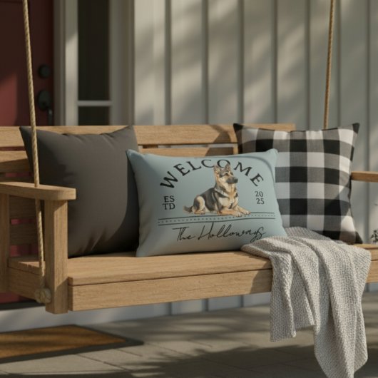 ドイツの羊飼いカスタム家族の名前ようこそ アクセントクッション