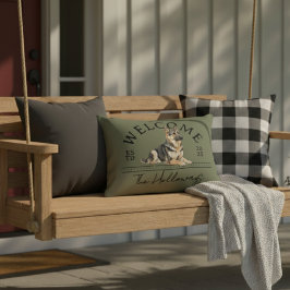 ドイツの羊飼いカスタム家族の名前ようこそ アクセントクッション