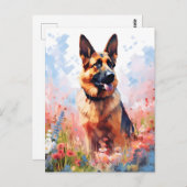 ドイツの羊飼いカラフルの水のカラーのアートワーク ポストカード (正面/裏面)