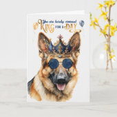 ドイツの羊飼いキングの日おもしろい誕生日 カード (黄色い花)