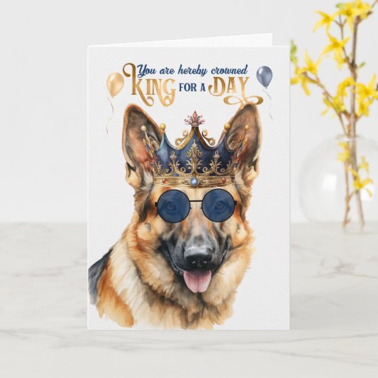 ドイツの羊飼いキングの日おもしろい誕生日 カード (黄色い花)