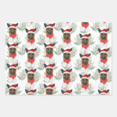 ドイツの羊飼いクリスマスウォーターカラーパイン枝 ラッピングペーパーシート (正面3)