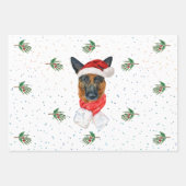 ドイツの羊飼いクリスマスウォーターカラーパイン枝 ラッピングペーパーシート (正面2)