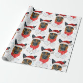 ドイツの羊飼いクリスマスウォーター色の犬品種 ラッピングペーパー (アンロールド)