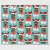 ドイツの羊飼いクリスマスウォーター色の犬品種 ラッピングペーパー (フラット)