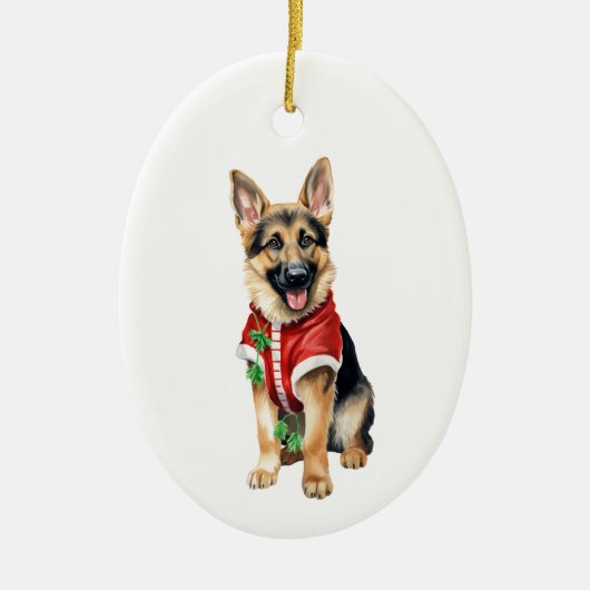 ドイツの羊飼いクリスマスオーナメント – 休日 セラミックオーナメント (正面)