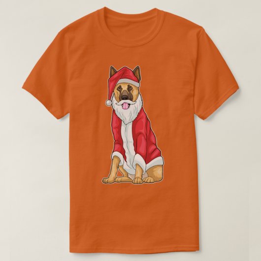 ドイツの羊飼いクリスマスサンタハットTシャツ Tシャツ (デザイン正面)