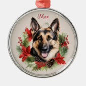 ドイツの羊飼いクリスマスペット記念犬の品種 メタルオーナメント (正面)