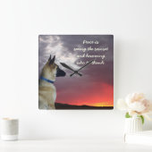 ドイツの羊飼いサンセットウォールクロックと引用文 スクエア壁時計 (ホーム)