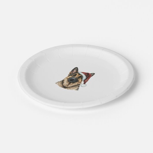 ドイツの羊飼いサンタクロース犬のクリスマス ペーパープレート (アングル)