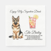 ドイツの羊飼いシグネチャー結婚ドリンクのペット スタンダードランチョンナプキン (正面)