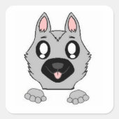 ドイツの羊飼いシルバーとブラックの覗き絵の漫画 スクエアシール (正面)