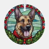 ドイツの羊飼いステンドグラスのクリスマス ガラスオーナメント (裏面)