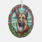 ドイツの羊飼いステンドグラスのクリスマス ガラスオーナメント (正面右)