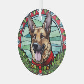 ドイツの羊飼いステンドグラスのクリスマス ガラスオーナメント (正面左)