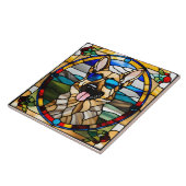 ドイツの羊飼いステンドグラス装飾タイル タイル (側面)