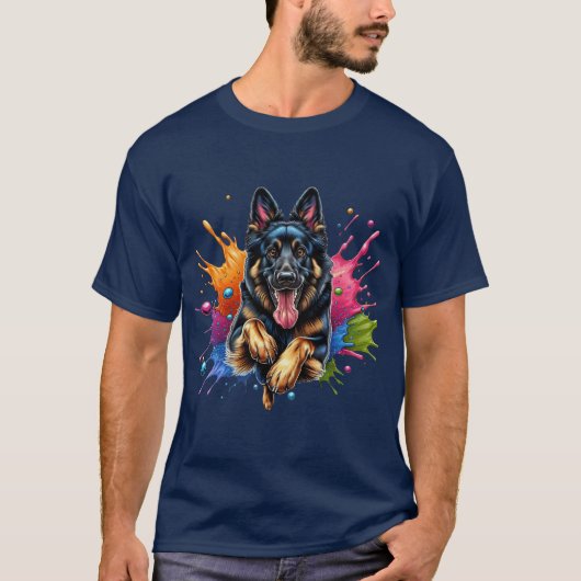 ドイツの羊飼いスプラッシュ・オブ・カラー Tシャツ (正面)