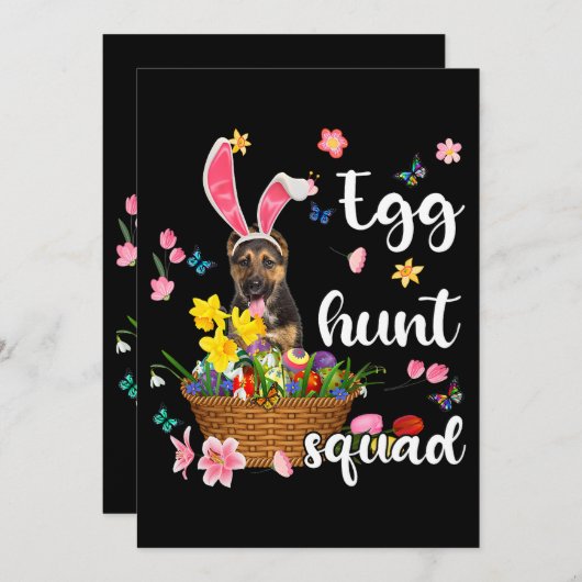 ドイツの羊飼いハッピーイースターデーカラフルイースター 招待状 (正面/裏面)