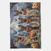 ドイツの羊飼いハロウィン不気味 キッチンタオル (縦)