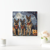 ドイツの羊飼いハロウィン不気味 スクエア壁時計 (ホーム)