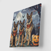 ドイツの羊飼いハロウィン不気味 スクエア壁時計 (傾斜)