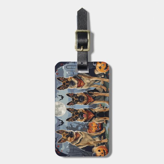 ドイツの羊飼いハロウィン不気味 ラゲッジタグ (正面縦)