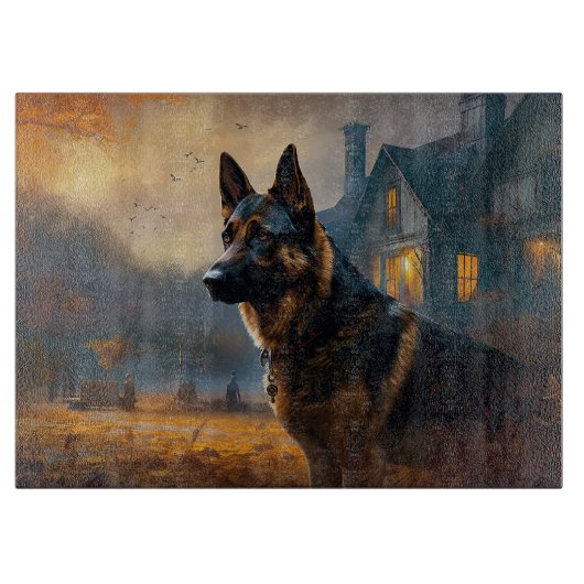 ドイツの羊飼いハロウィーン怖い カッティングボード (正面)