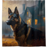 ドイツの羊飼いハロウィーン怖い シャワーカーテン (正面)