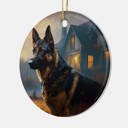 ドイツの羊飼いハロウィーン怖い セラミックオーナメント (左)