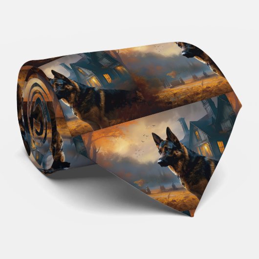 ドイツの羊飼いハロウィーン怖い ネクタイ (ロール)