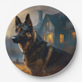 ドイツの羊飼いハロウィーン怖い ペーパープレート (正面)