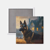 ドイツの羊飼いハロウィーン怖い マグネット (正面/裏面)