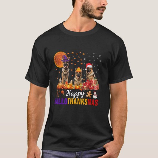 ドイツの羊飼いハロサンクスハローウィーンサンクスギフ Tシャツ (正面)