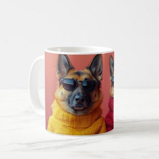 ドイツの羊飼いハートバラバレンタインデー コーヒーマグカップ (正面左)