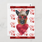 ドイツの羊飼いハート犬の恋人バレンタインギフト ポストカード (正面/裏面)