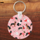 ドイツの羊飼いバレンタインパターン キーホルダー (正面)