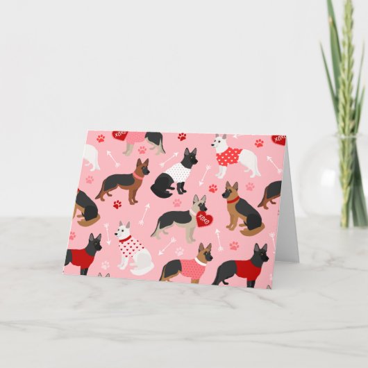 ドイツの羊飼いバレンタインパターン シーズンカード (正面)