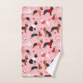 ドイツの羊飼いバレンタインパターン バスタオルセット (ハンドタオル)